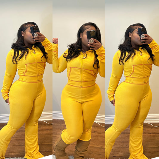 IT girl ribbed set yellow